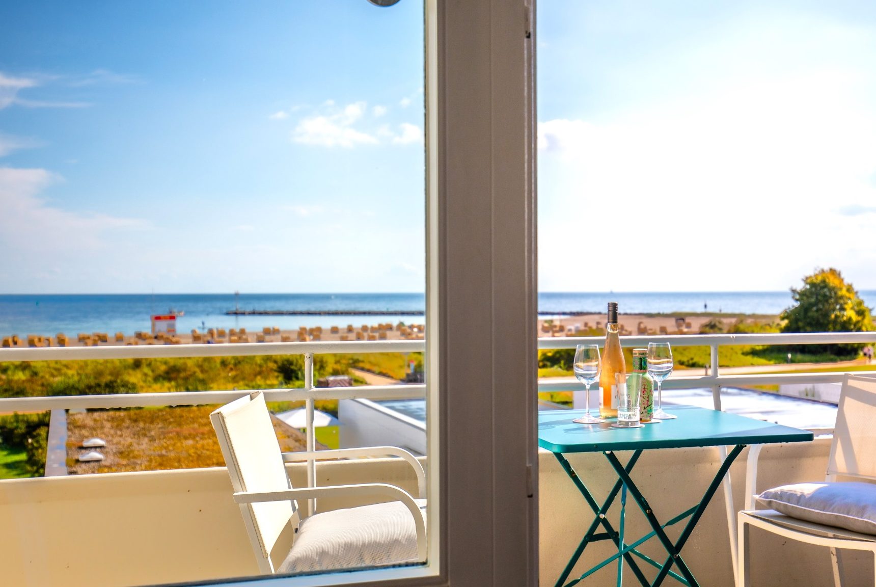 Meerblick auf die Ostsee vom Balkon der Ferienwohnung auf Fehmarn